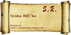 Siska Réka névjegykártya